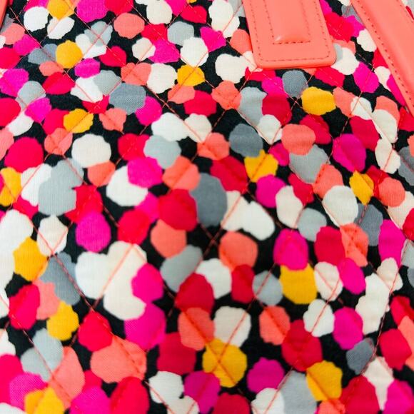 Vera Bradley Handbag Quilted Tote Satchel Multicolor Dots Coral Colorful Colors - Picture 3 of 5
